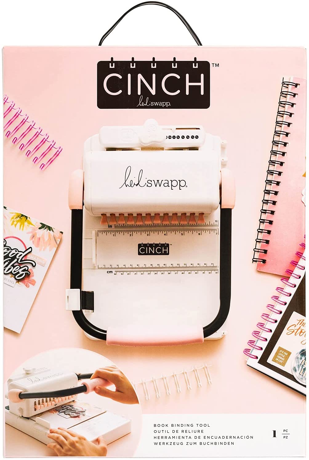 Heidi Swapp - Máquina de encuadernación de libros con cincha de We R Memory Keepers | Rosa y blanco