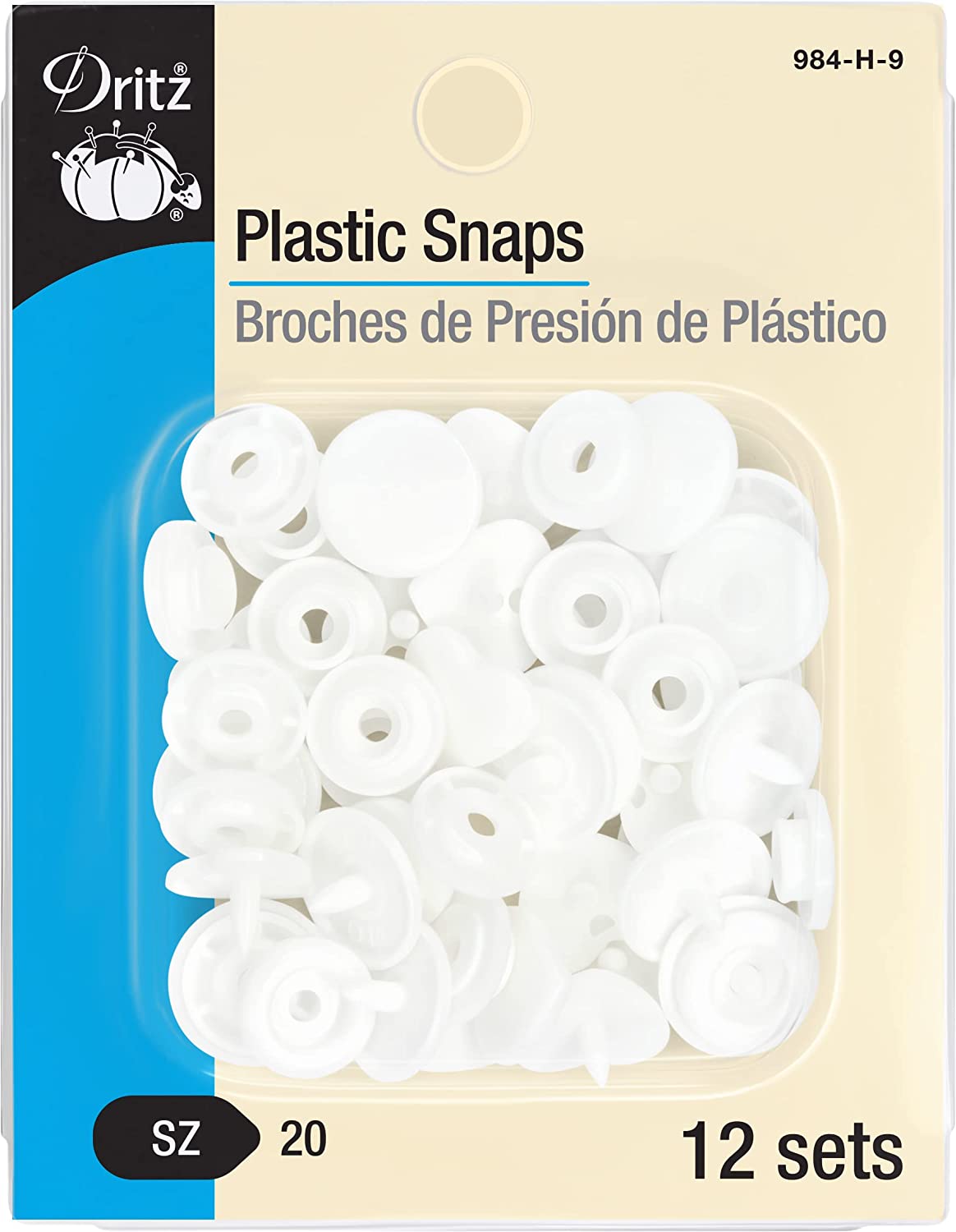 Dritz Broches de plástico con diseño de corazón, blanco, tamaño 20 (1/2 pulgadas), 12 unidades