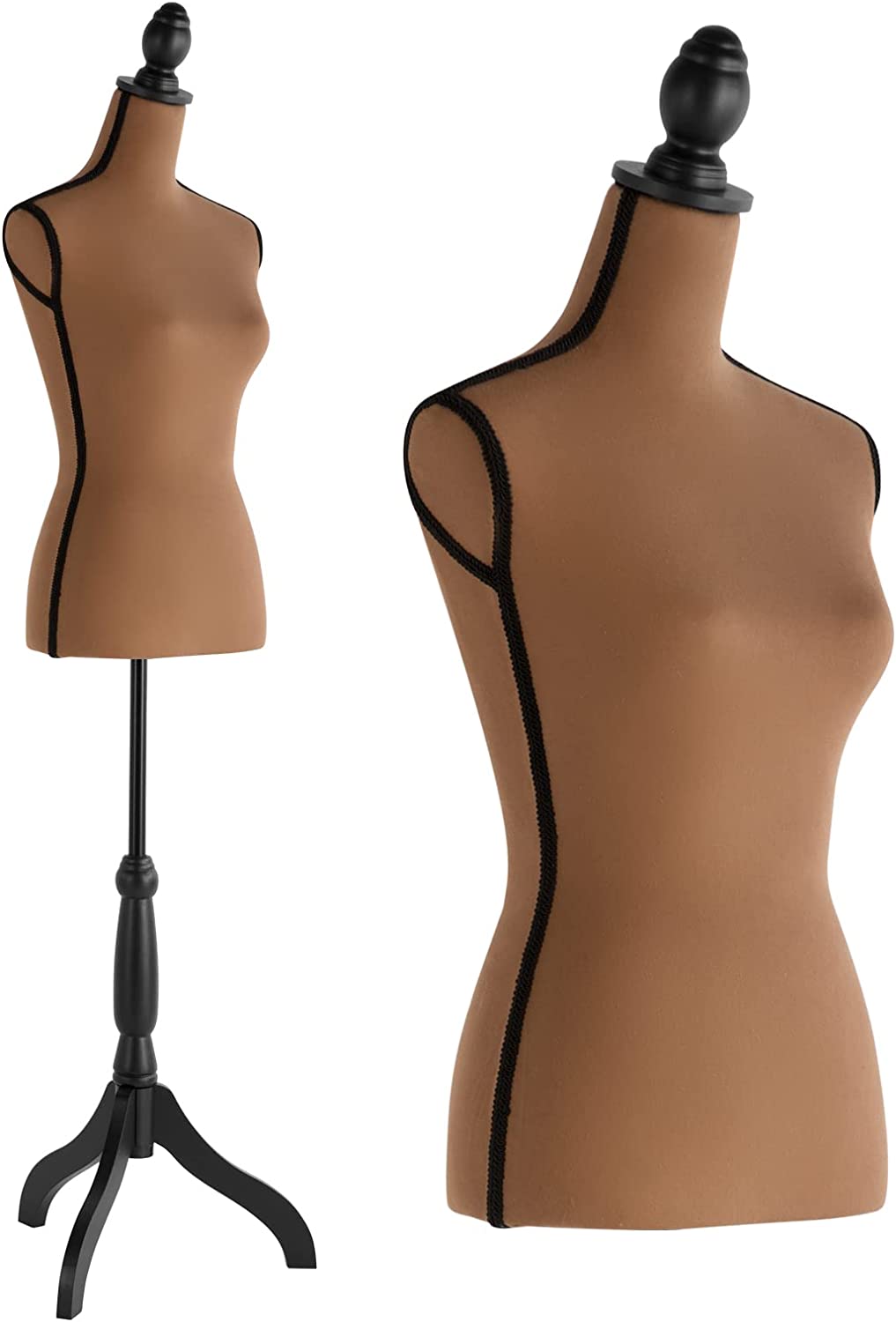 HYNAWIN Cuerpo de maniquí femenino, forma de vestido de chocolate con soporte, altura de 52 '' a 67 
