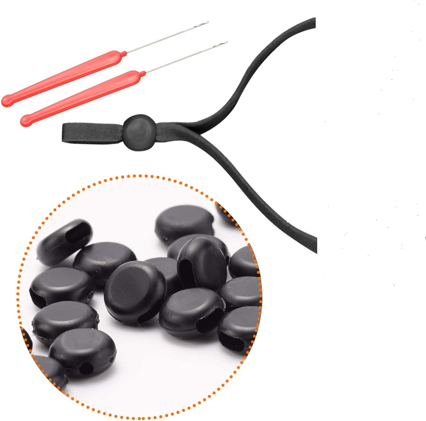 Cordones elásticos ajustables120 Pzas negros con 2 ganchos, adecuados para diferentes tamaños de cor