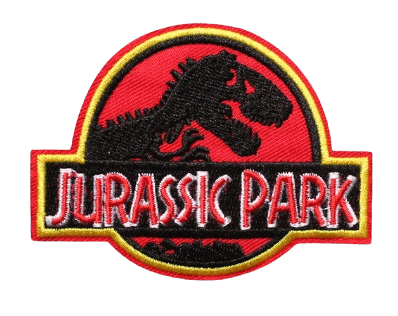 Parche Bordado 100% Hilo Jurassic Park 4x4.5 cms