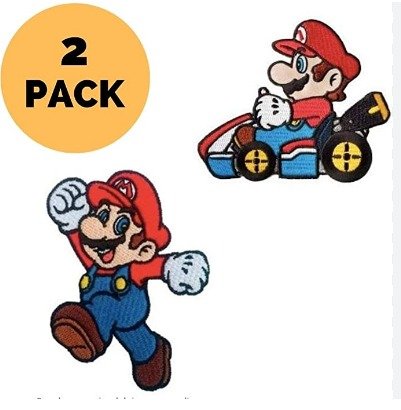 Parche Bordado 100% Mario Bros 5x3 cms 2 Piezas