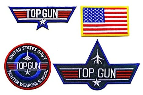 Parches Bordados Top Gun 6x6 cms 4 Piezas