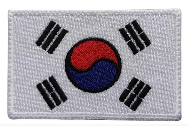 Parches Bordados Hilo 100% Bandera Corea Sur 6x5 cms