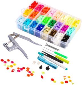 360 piezas DIY T5 broches de plástico para botones manualidades 24 colores con alicates de broches y organizador de almacenamiento contenedores 