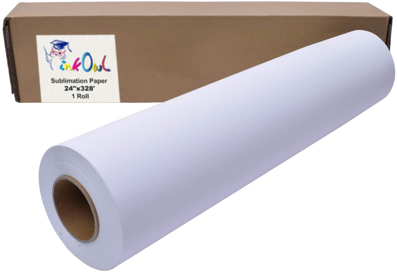 InkOwl - Rollo de papel de sublimación 60 cms, 100 metro,  3 pulgadas de núcleo, 3.70 oz/m²