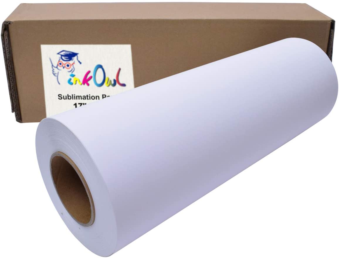 InkOwl - Rollo de papel de sublimación de 40 cms  x 100 metros, 1 rollo, 3 pulgadas de núcleo, 3.70 