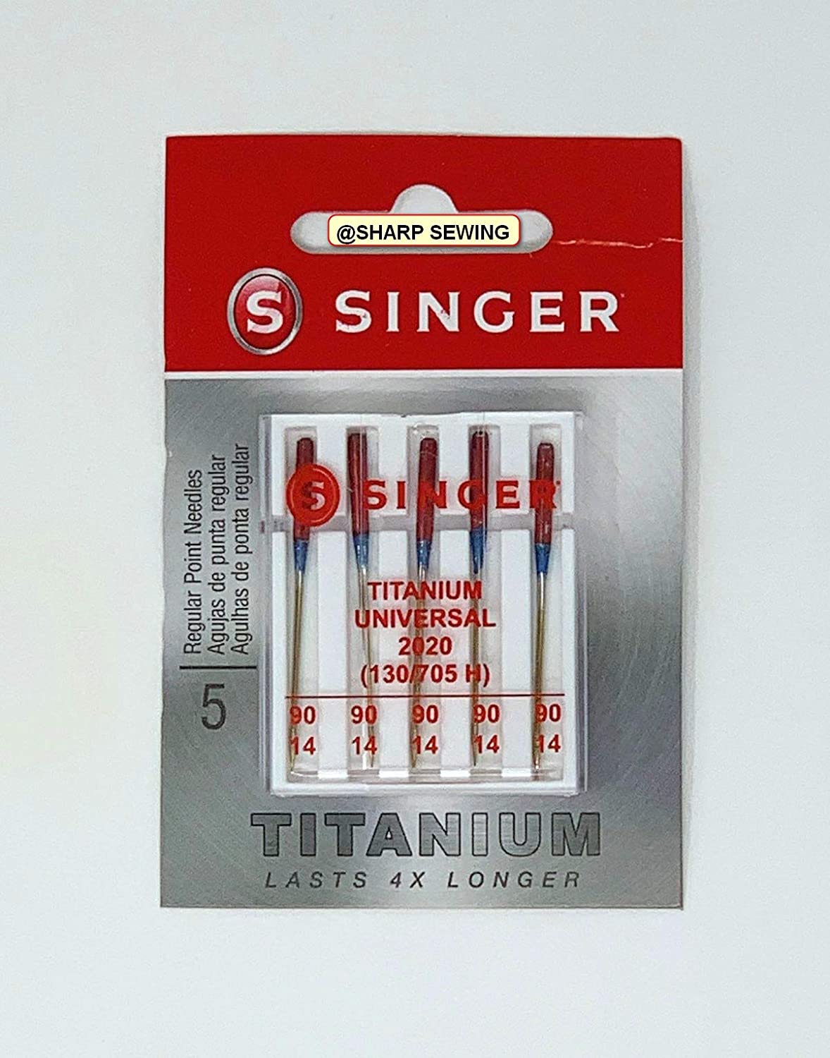 Singer 2020 (130/705H)  Agujas universales de titanio para máquina de coser de punta regular