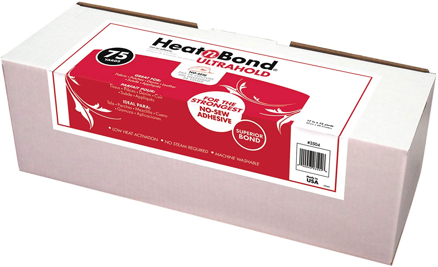 HeatnBond UltraHold - Adhesivo para planchar, 43 cms ancho, color blanco x metro