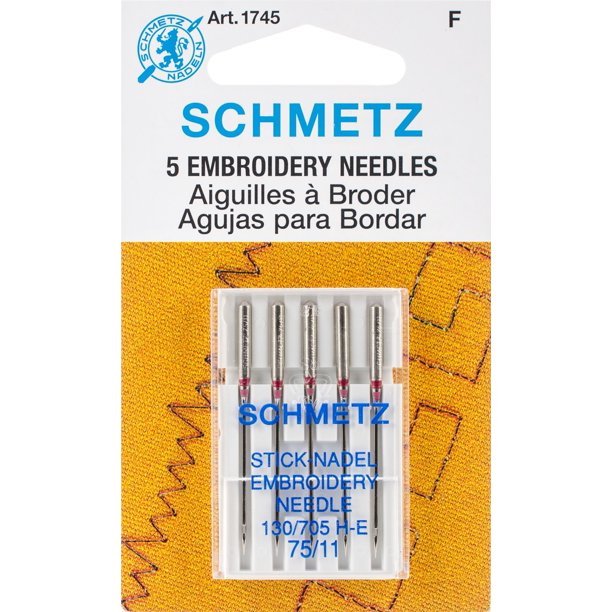 Schmetz 75/11 Agujas de bordado a máquina, 5 agujas