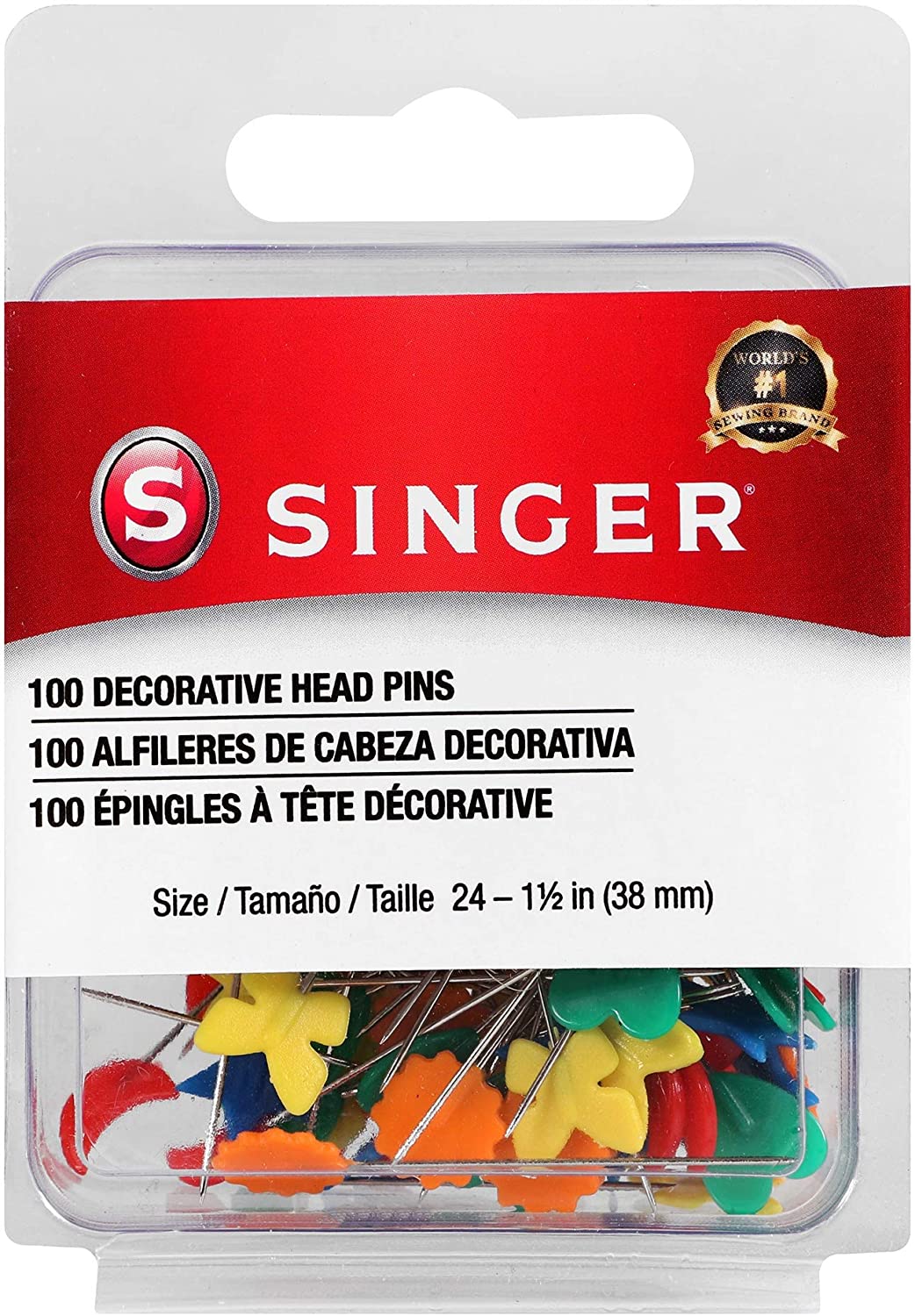SINGER 00359 - Pasadores rectos para cabeza decorativa, 100 unidades