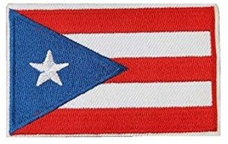 Parche Bordado 100% Hilo Bandera Puerto Rico 6x5 cms