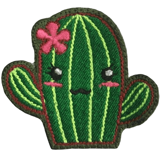 Parche Bordado 100% Hilo Cactus Verde 5x5 cms
