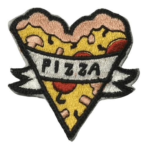 Parche Bordado 100% Hilo Pizza Corazon 4x4.5 cms