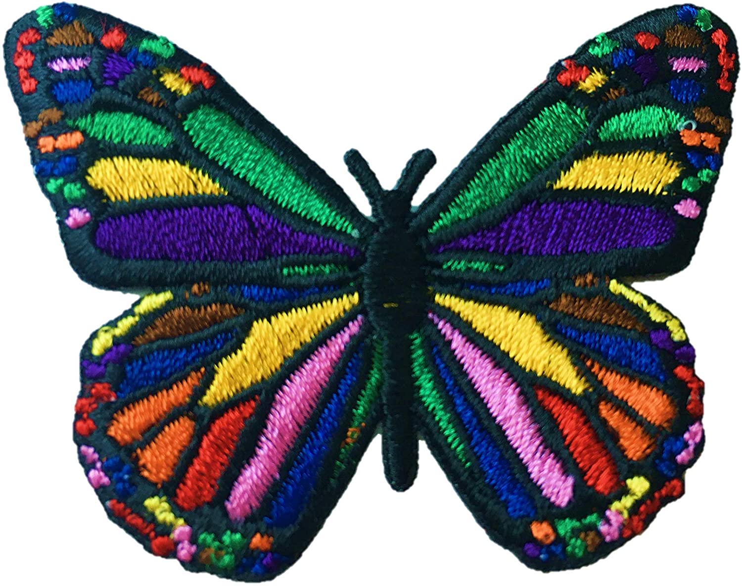 Parche Bordado 100% Hilo Mariposa Multicolor 4x4.5 cms