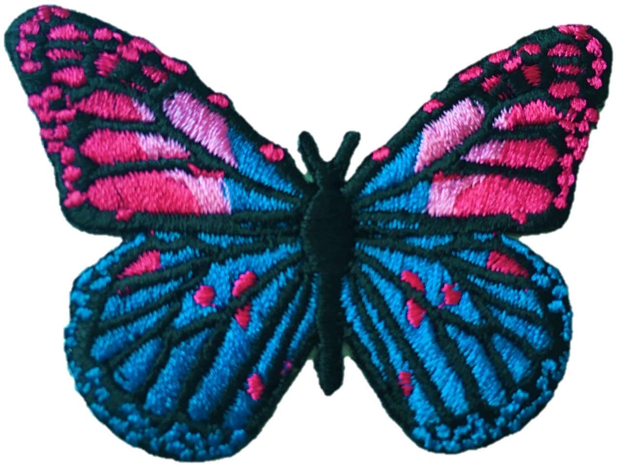 Parche Bordado 100% Hilo Mariposa Azul 4x4.5 cms