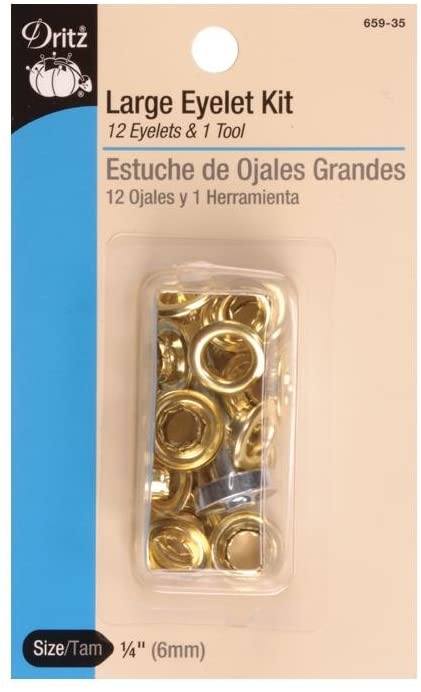 Dritz Ojetes 6 mm Dorados grandes con herramienta, níquel, 12 unidades