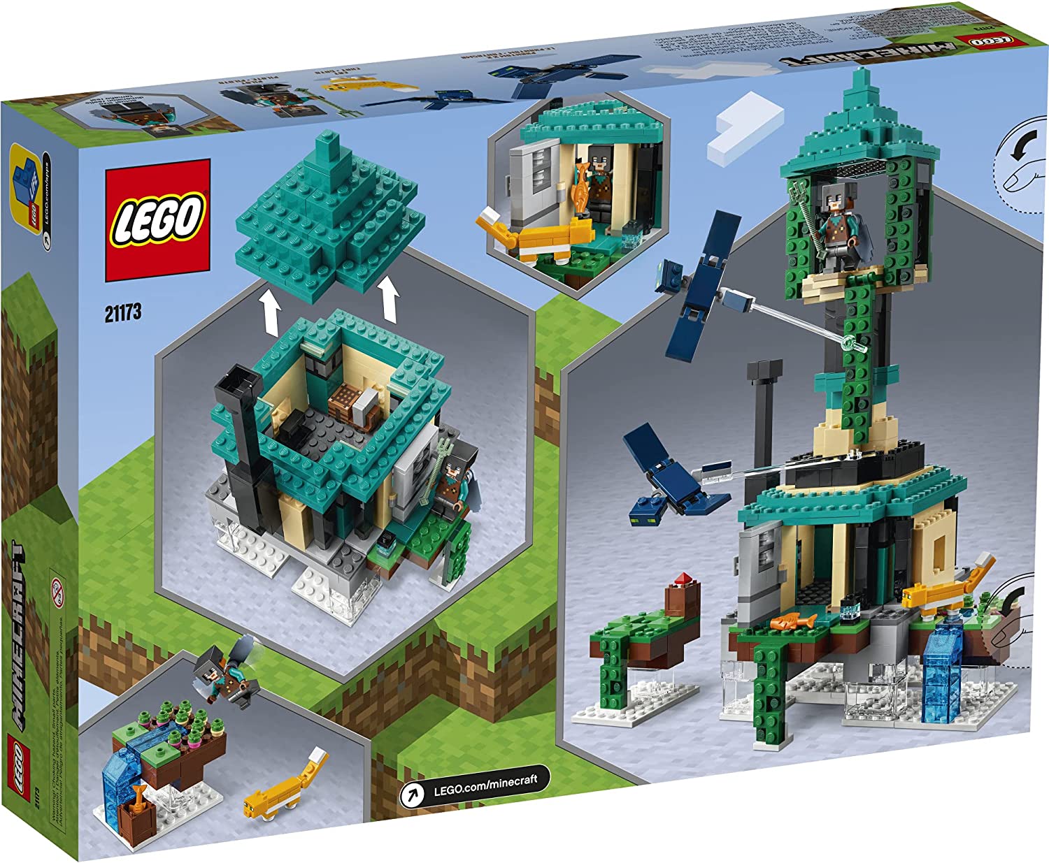 LEGO Minecraft The Sky Tower 21173 Fun Floating Islands Kit de construcción de juguete con un piloto