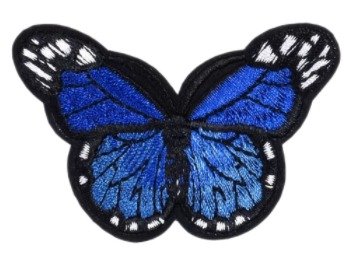Parche Bordado 100% Hilo Mariposa Azul 6x6 cm