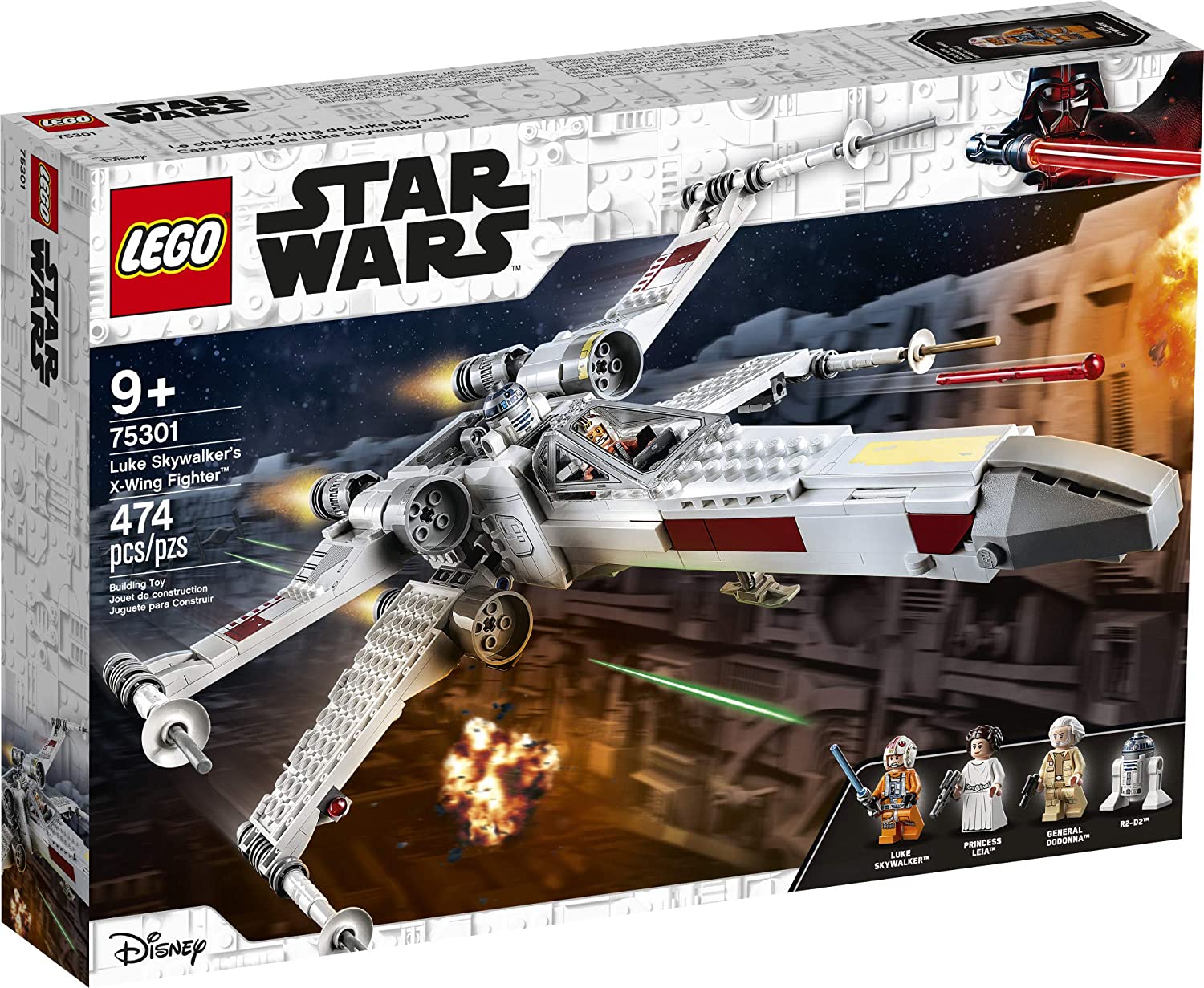 Kit de piezas de construcción LEGO Star Wars, X-Wing Fighter de Luke Skywalker 75301 para niños (474