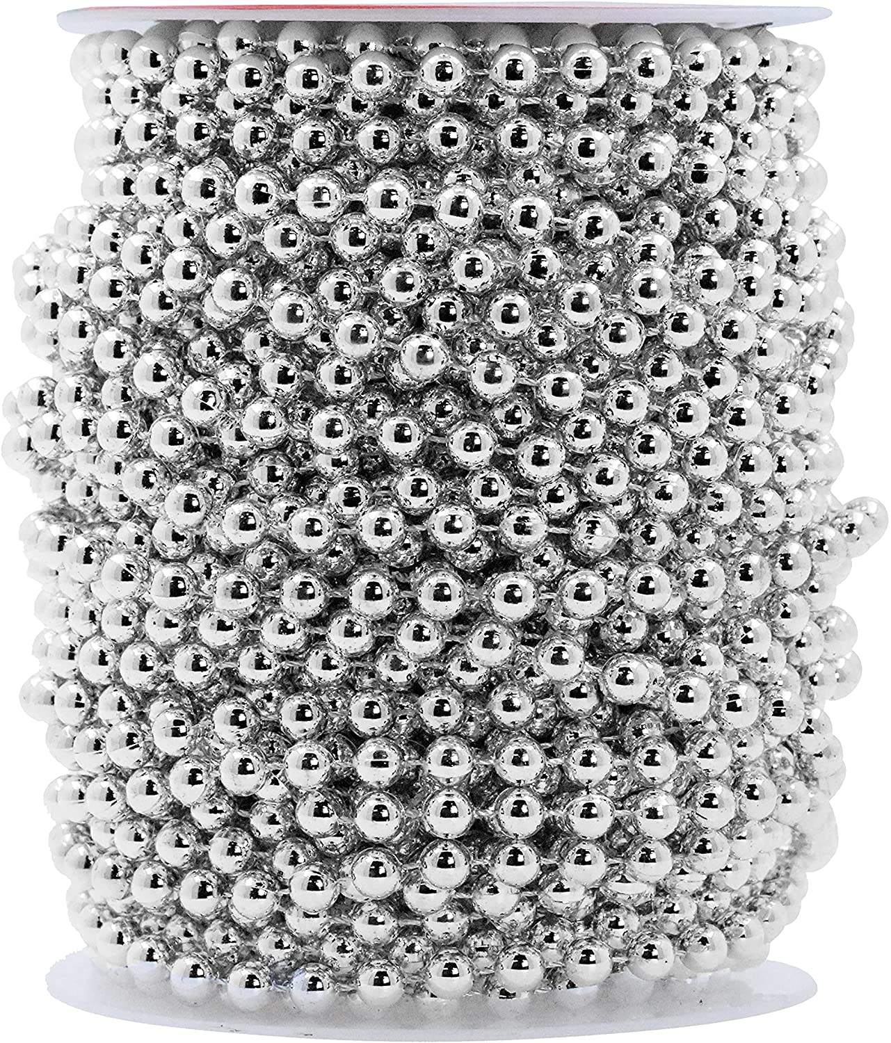 Mandala Crafts 6 mm Plata Guirnalda de cuentas de perlas de imitación 25 metros