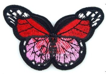 Parche Bordado 100% Hilo Mariposa Roja 6x6 cm