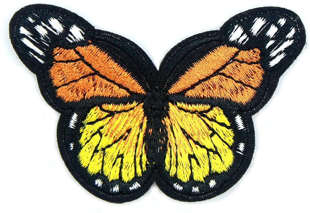 Parche Bordado 100% Hilo Mariposa Amarillo 6x6 cm