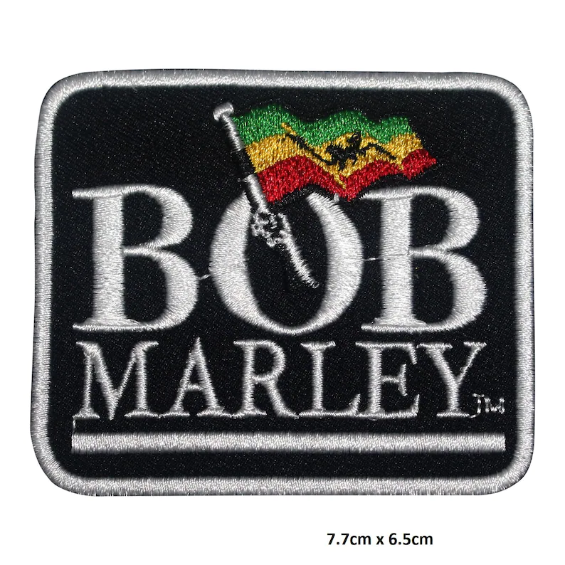 Parche Bordado 100% Hilo Bob Marley  6x4 cms
