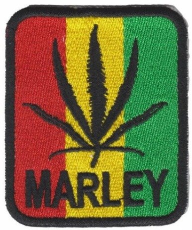 Parche Bordado 100% Hilo Bob Marley KAYA 6x4 cms