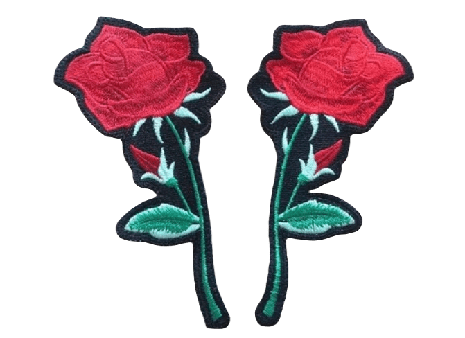Parche Bordado 100% Hilo Rosa gemelas Roja 3x7 cms