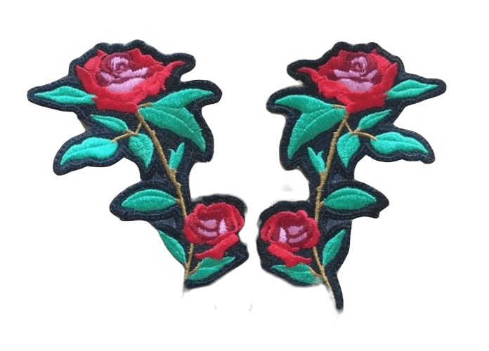 Parche Bordado 100% Hilo Rosa gemelas Roja 7x12 cms