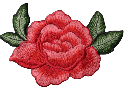 Parche Bordado 100% Hilo Rosa Roja 7x5 cms