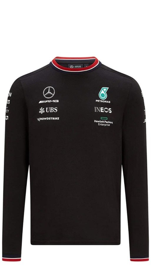 Mercedes Benz AMG Petronas F1 2021 Team Camiseta de manga larga (talla L, negra), color negro,