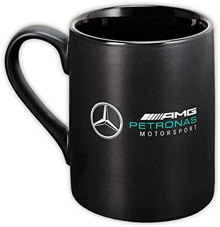 Mercedes Benz AMG Petronas F1 - Taza, diseño de logo de Mercedes Benz, color blanco y negro