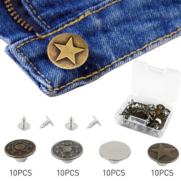 Willstar 40pcs Botones jeans, diferentes estilos de metal botones de reemplazo kit de reemplazo con 