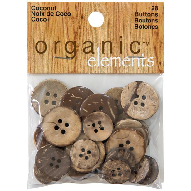 Elementos orgánicos Brown Assorted Sew Thru Coconut Buttons agregan algo de terrosidad a sus proyect