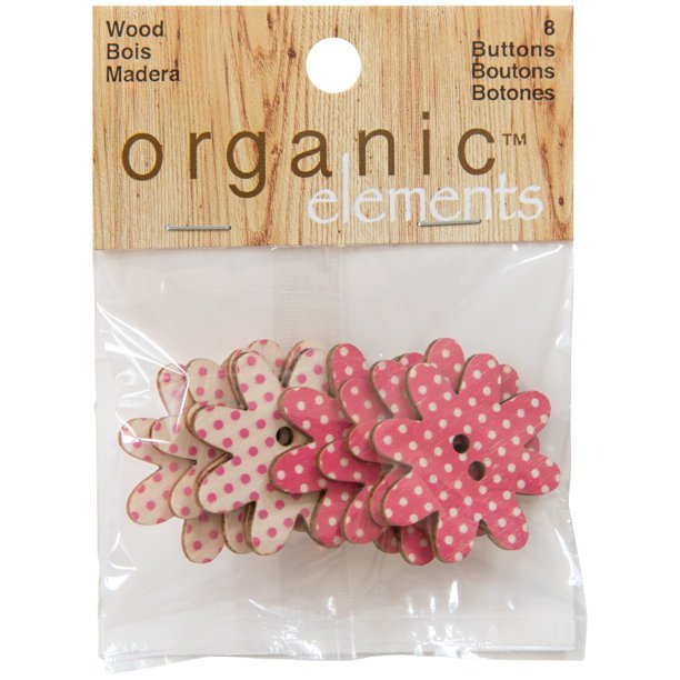 Organic Elements Tan 1 1/4 "Impresos De madera Petal Pushers Flower Shaped 2-Hole Buttons son ideale